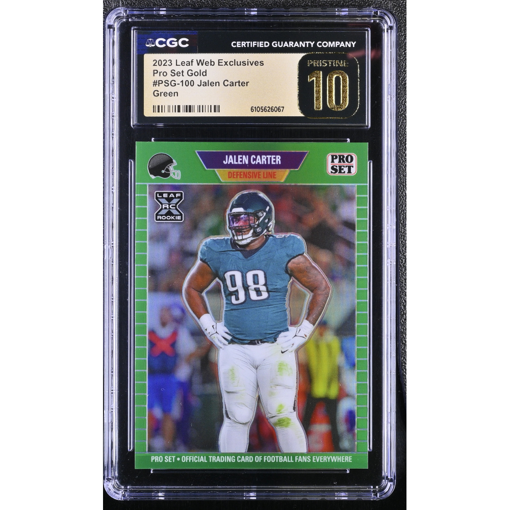 Jalen Carter 2023 Leaf Web Exclusives Pro Set Green #PSG100 RC #4/10 (CGC 10 | Pristine Black Label) at PristineAuction.com