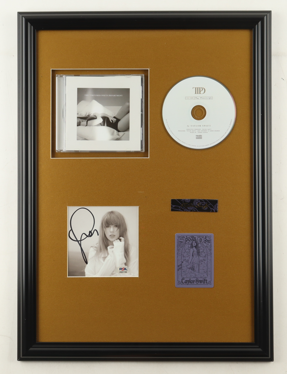 Taylor Swift Signed Custom Framed "The Tortured Poets Department" CD Album Insert Display With Album Release Card (PSA) at PristineAuction.com Taylor Swift Signed Custom Framed "The Tortured Poets Department" CD Album Insert Display With Album Release Card (PSA) at PristineAuction.com