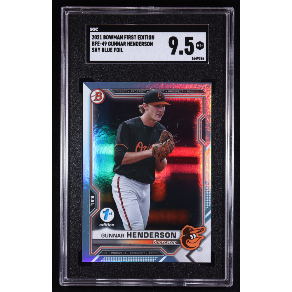 Gunnar Henderson 2021 Bowman First Edition Sky Blue Foil #BFE-49 RC (SGC 9.5) at PristineAuction.com