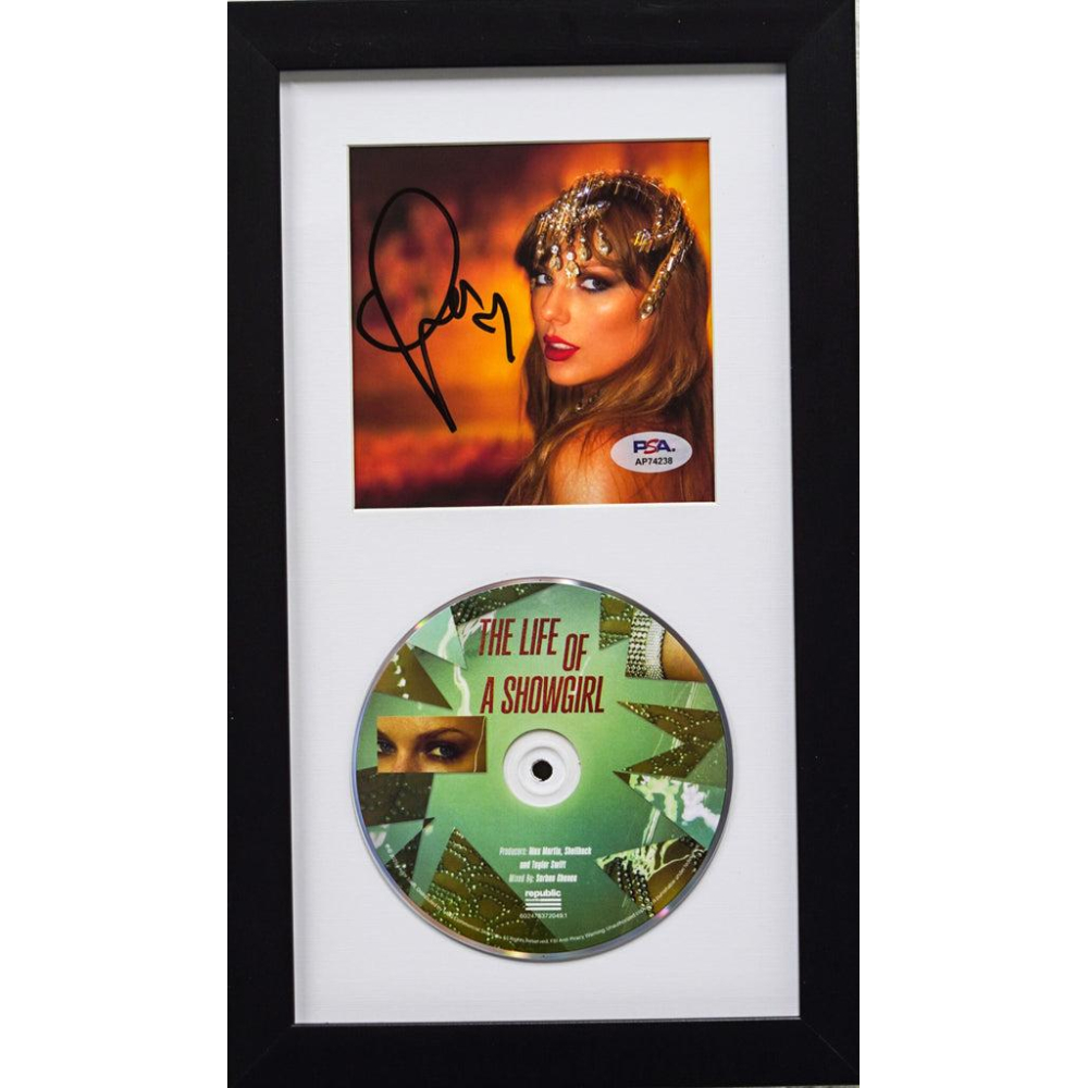 Taylor Swift Signed "The Life of a Showgirl" Custom Framed CD Insert Display (PSA) at PristineAuction.com