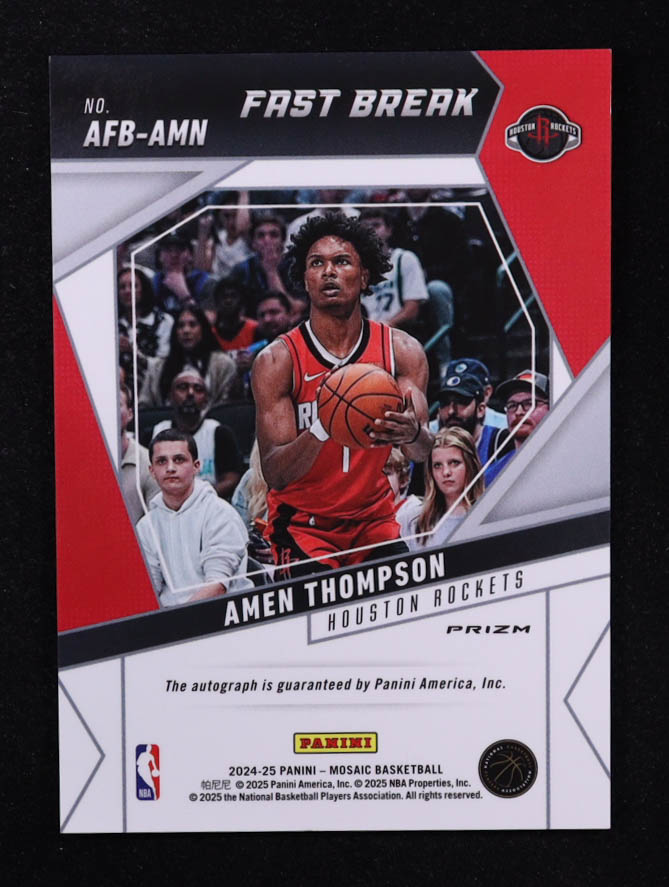 Amen Thompson 2024-25 Panini Mosaic Autographs Fast Break #45 at PristineAuction.com Amen Thompson 2024-25 Panini Mosaic Autographs Fast Break #45 at PristineAuction.com