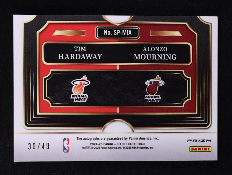 Tim Hardaway / Alonzo Mourning 2024-25 Select Select Pairings Signatures #7 #30/49 at PristineAuction.com Tim Hardaway / Alonzo Mourning 2024-25 Select Select Pairings Signatures #7 #30/49 at PristineAuction.com