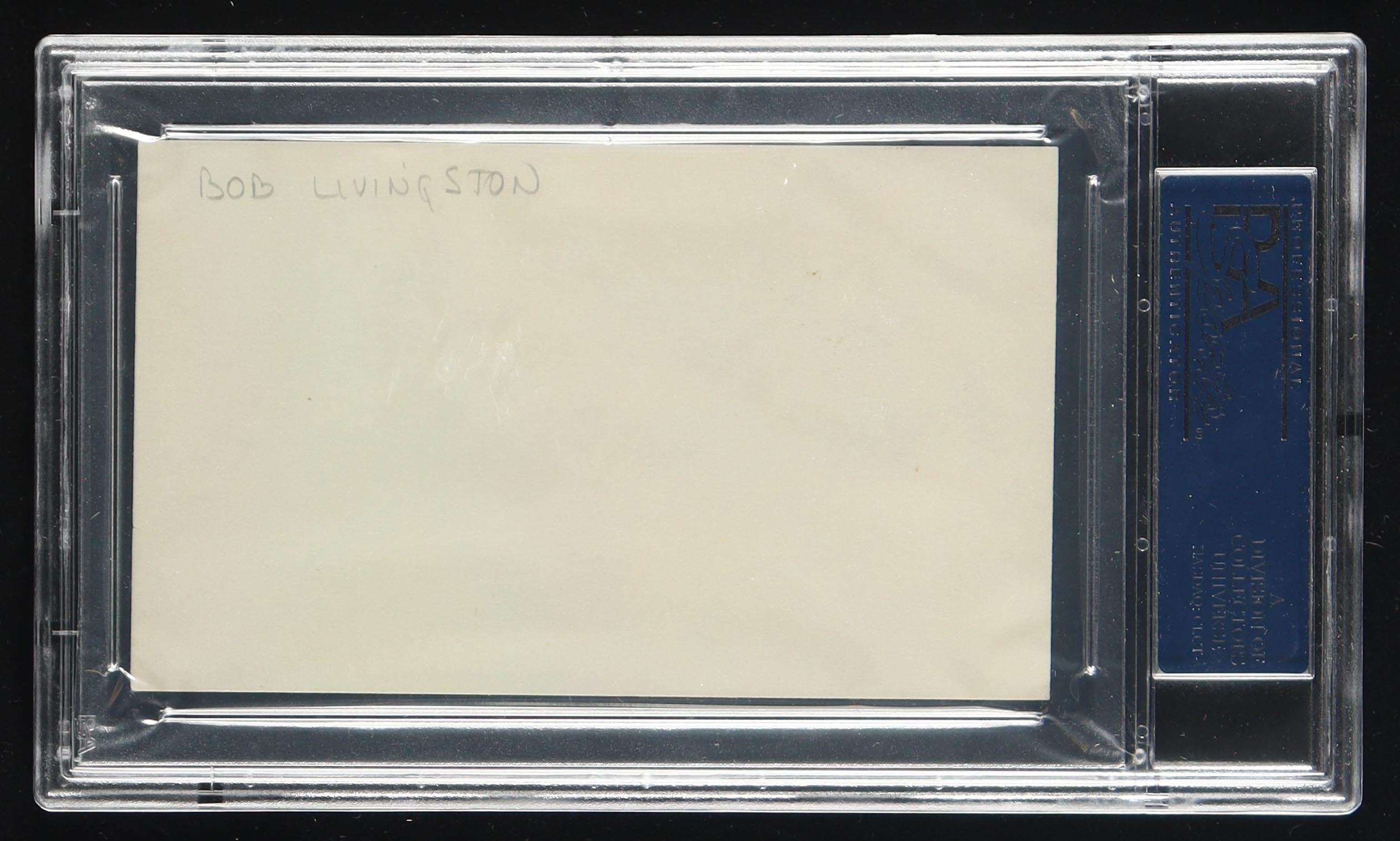 Bob Livingston Signed 3x5 Index Card with Personalized Note (PSA) at PristineAuction.com Bob Livingston Signed 3x5 Index Card with Personalized Note (PSA) at PristineAuction.com