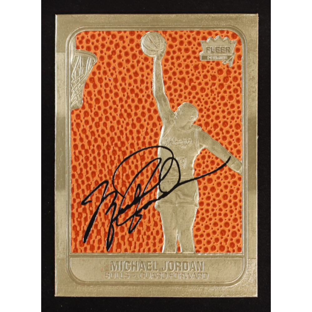Michael Jordan 1997 Fleer Premier Feel the Game Signature Series 23KT Gold Card at PristineAuction.com