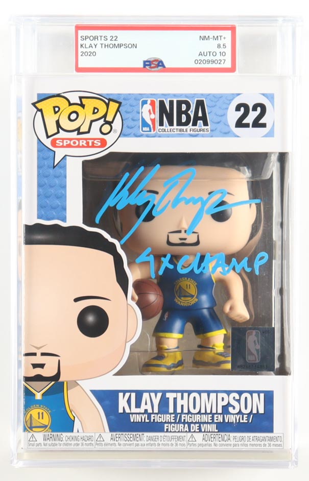 Klay Thompson Signed "NBA" #22 Funko Pop! Vinyl Figure Inscribed "4x Champ" (PSA 8.5 | Autograph Grade 10) at PristineAuction.com Klay Thompson Signed "NBA" #22 Funko Pop! Vinyl Figure Inscribed "4x Champ" (PSA 8.5 | Autograph Grade 10) at PristineAuction.com