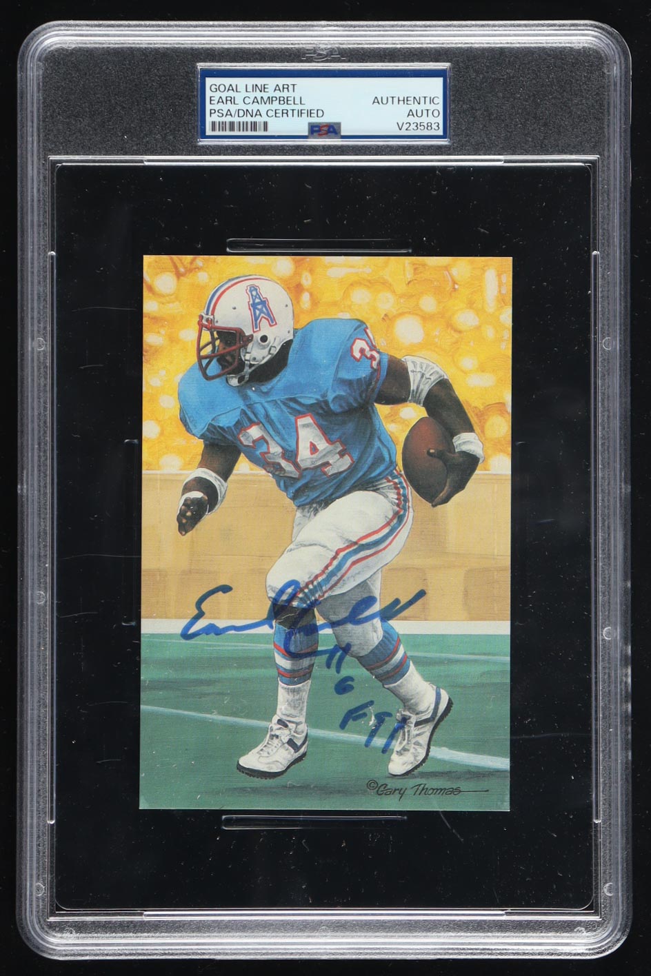 Earl Campbell Signed 1991 Goal Line Art Series #64 Inscribed "HOF 91" (PSA) at PristineAuction.com Earl Campbell Signed 1991 Goal Line Art Series #64 Inscribed "HOF 91" (PSA) at PristineAuction.com