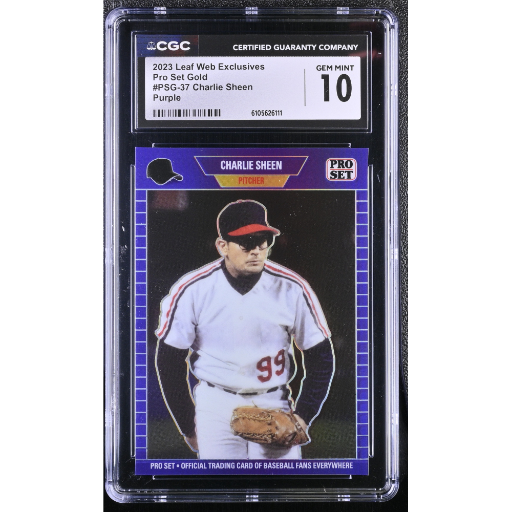Charlie Sheen 2023 Leaf Web Exclusives Pro Set Purple #PSG37 #3/15 (CGC 10) at PristineAuction.com