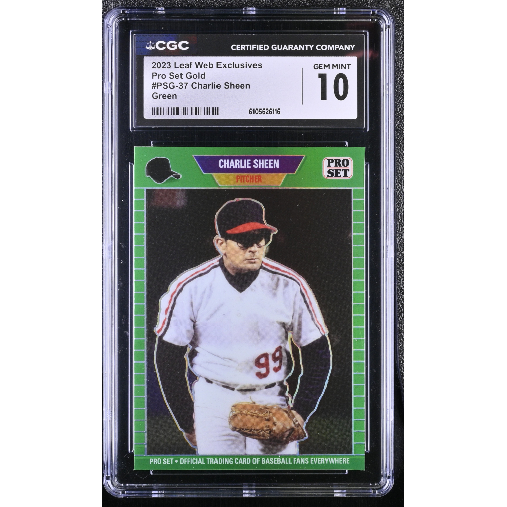 Charlie Sheen 2023 Leaf Web Exclusives Pro Set Green #PSG37 #9/10 (CGC 10) at PristineAuction.com