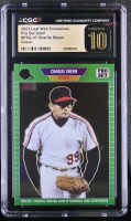 Charlie Sheen 2023 Leaf Web Exclusives Pro Set Green #PSG37 #1/10 (CGC 10 | Pristine Black Label) at PristineAuction.com