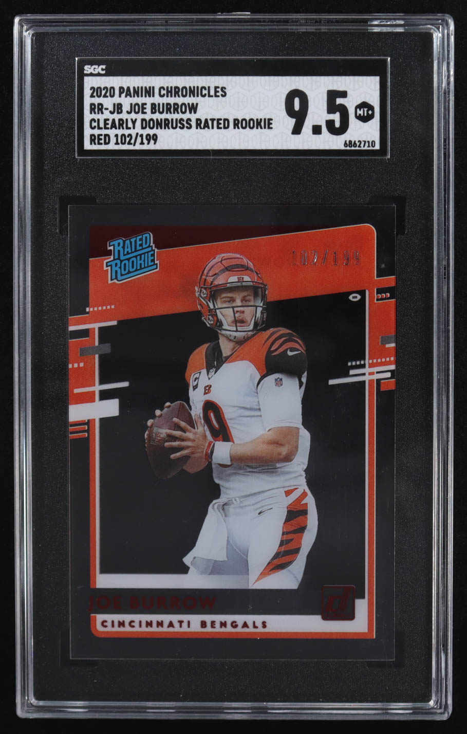 Joe Burrow 2020 Donruss Clearly Rated Rookies Red #1 #102/199 RC (SGC 9.5) at PristineAuction.com Joe Burrow 2020 Donruss Clearly Rated Rookies Red #1 #102/199 RC (SGC 9.5) at PristineAuction.com