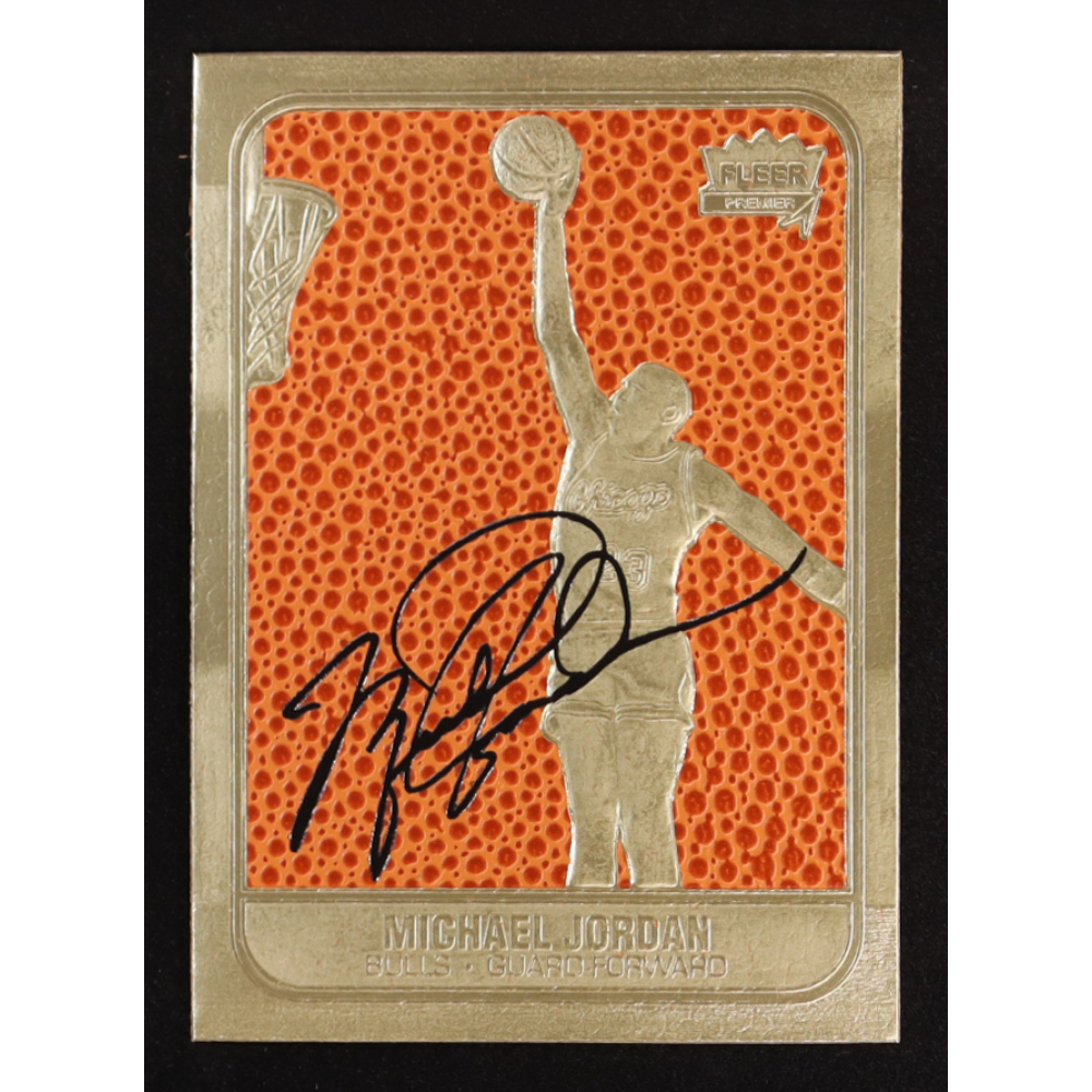 Michael Jordan 1997 Fleer Premier Feel the Game Signature Series 23KT Gold Card at PristineAuction.com