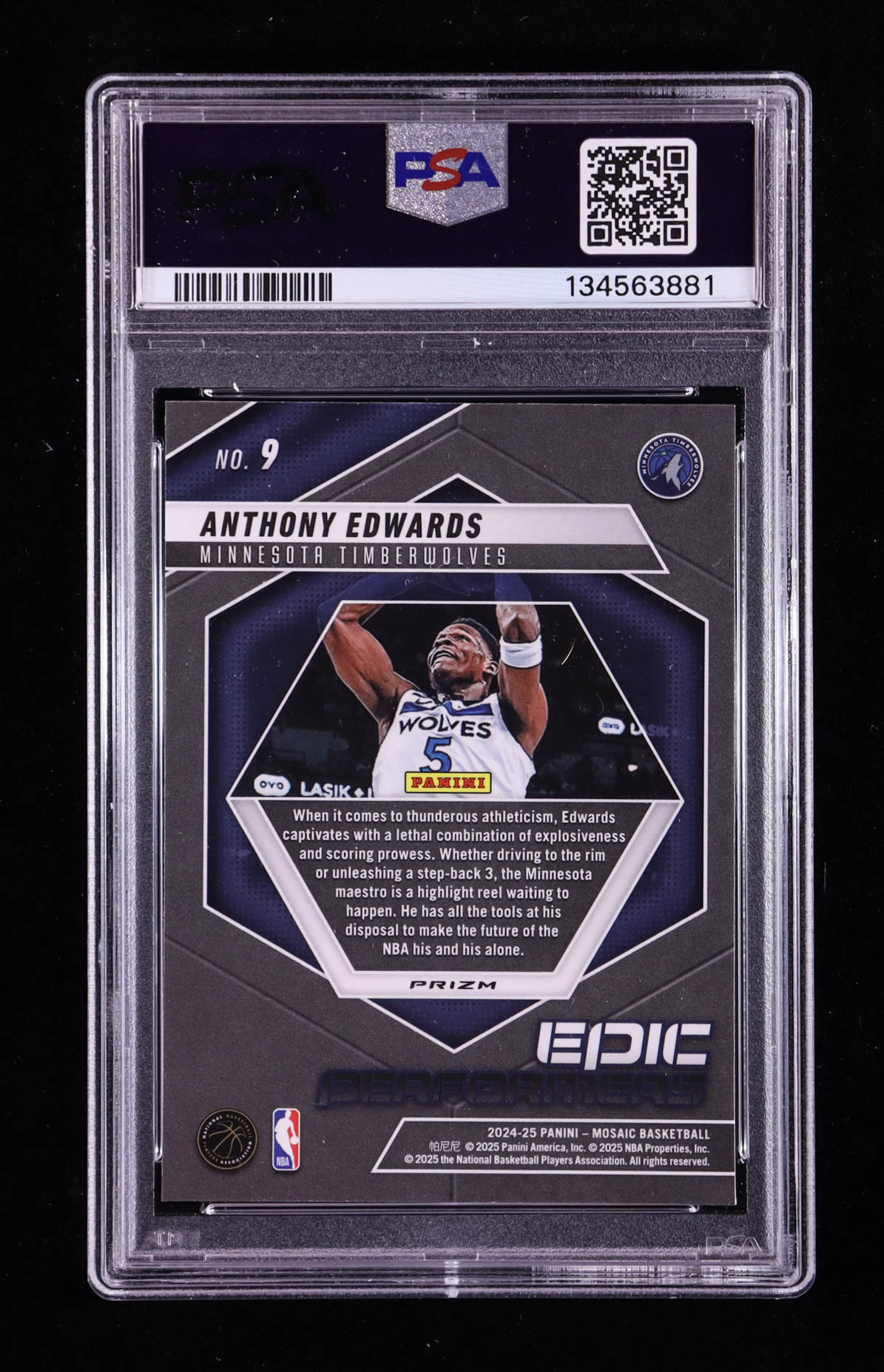 Anthony Edwards 2024-25 Panini Mosaic Epic Performers Mosaic Green #9 (PSA 10) at PristineAuction.com Anthony Edwards 2024-25 Panini Mosaic Epic Performers Mosaic Green #9 (PSA 10) at PristineAuction.com