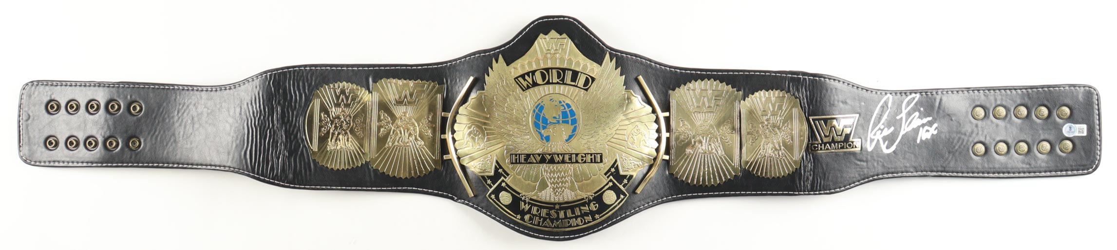 Ric Flair Signed WWE World Heavyweight Championship Belt Inscribed "16x" (Beckett) at PristineAuction.com Ric Flair Signed WWE World Heavyweight Championship Belt Inscribed "16x" (Beckett) at PristineAuction.com