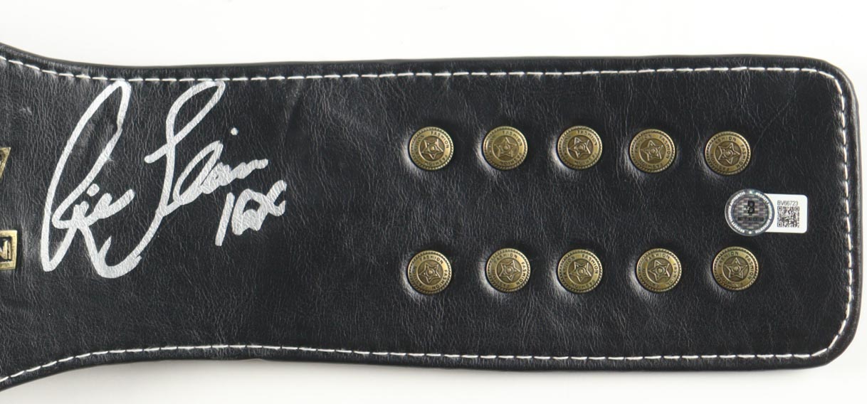 Ric Flair Signed WWE World Heavyweight Championship Belt Inscribed "16x" (Beckett) at PristineAuction.com Ric Flair Signed WWE World Heavyweight Championship Belt Inscribed "16x" (Beckett) at PristineAuction.com
