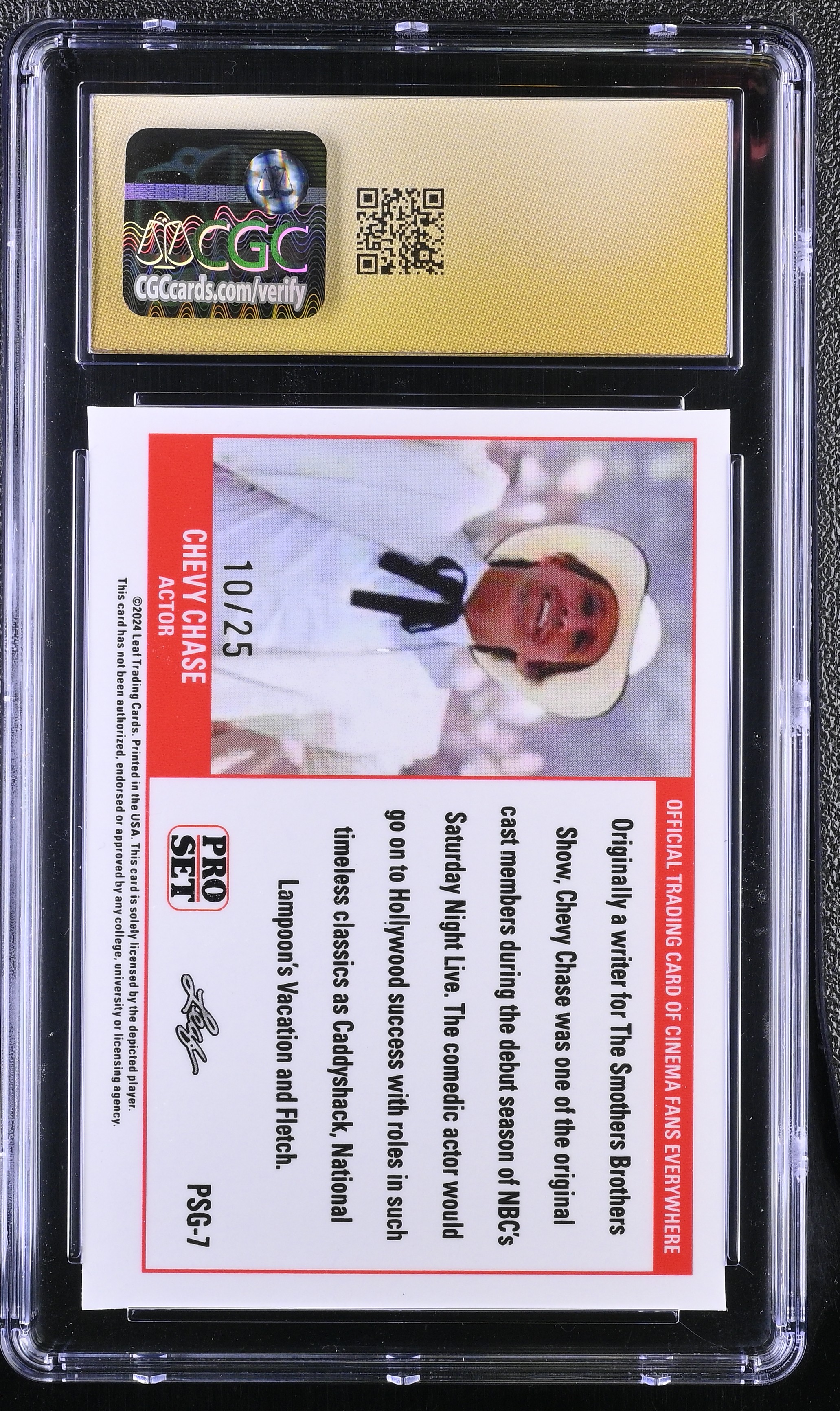 Chevy Chase 2023 Leaf Web Exclusives Pro Set Blue #PSG7 #10/25 (CGC 10 | Pristine Black Label) at PristineAuction.com Chevy Chase 2023 Leaf Web Exclusives Pro Set Blue #PSG7 #10/25 (CGC 10 | Pristine Black Label) at PristineAuction.com