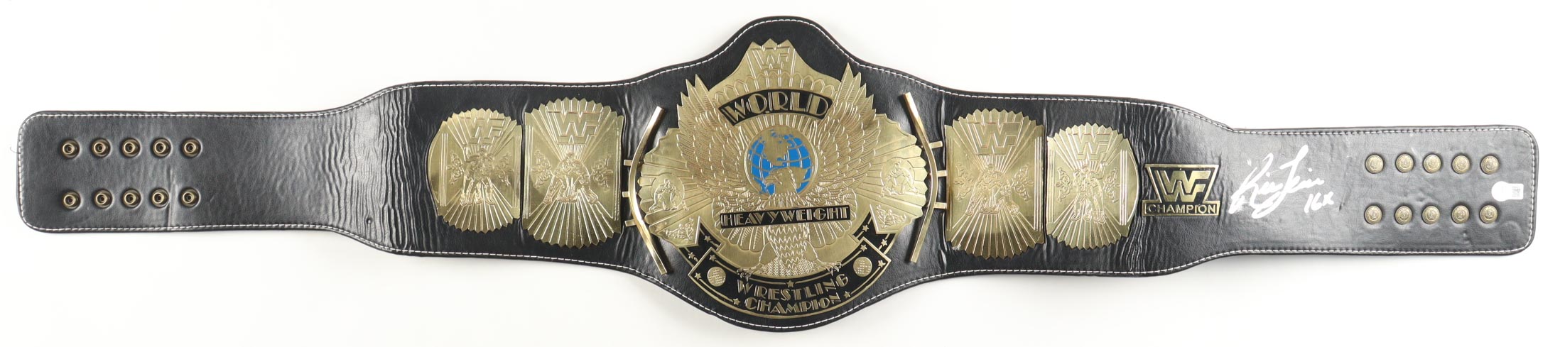 Ric Flair Signed WWE World Heavyweight Championship Belt Inscribed "16x" (Beckett) at PristineAuction.com Ric Flair Signed WWE World Heavyweight Championship Belt Inscribed "16x" (Beckett) at PristineAuction.com