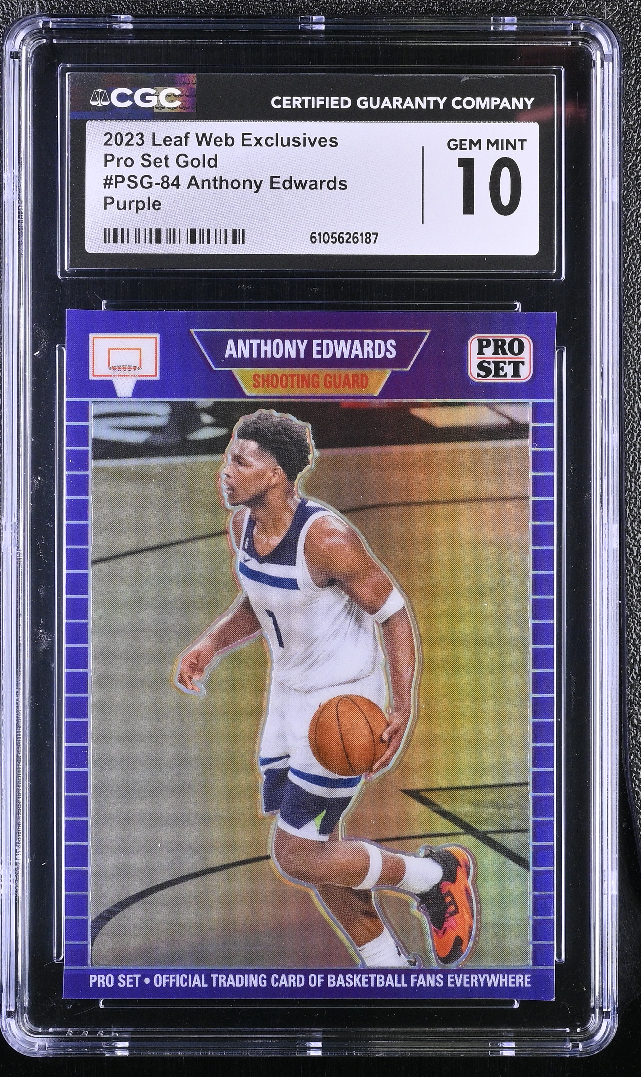 Anthony Edwards 2023 Leaf Web Exclusives Pro Set Purple #PSG84 #14/15 (CGC 10) at PristineAuction.com Anthony Edwards 2023 Leaf Web Exclusives Pro Set Purple #PSG84 #14/15 (CGC 10) at PristineAuction.com