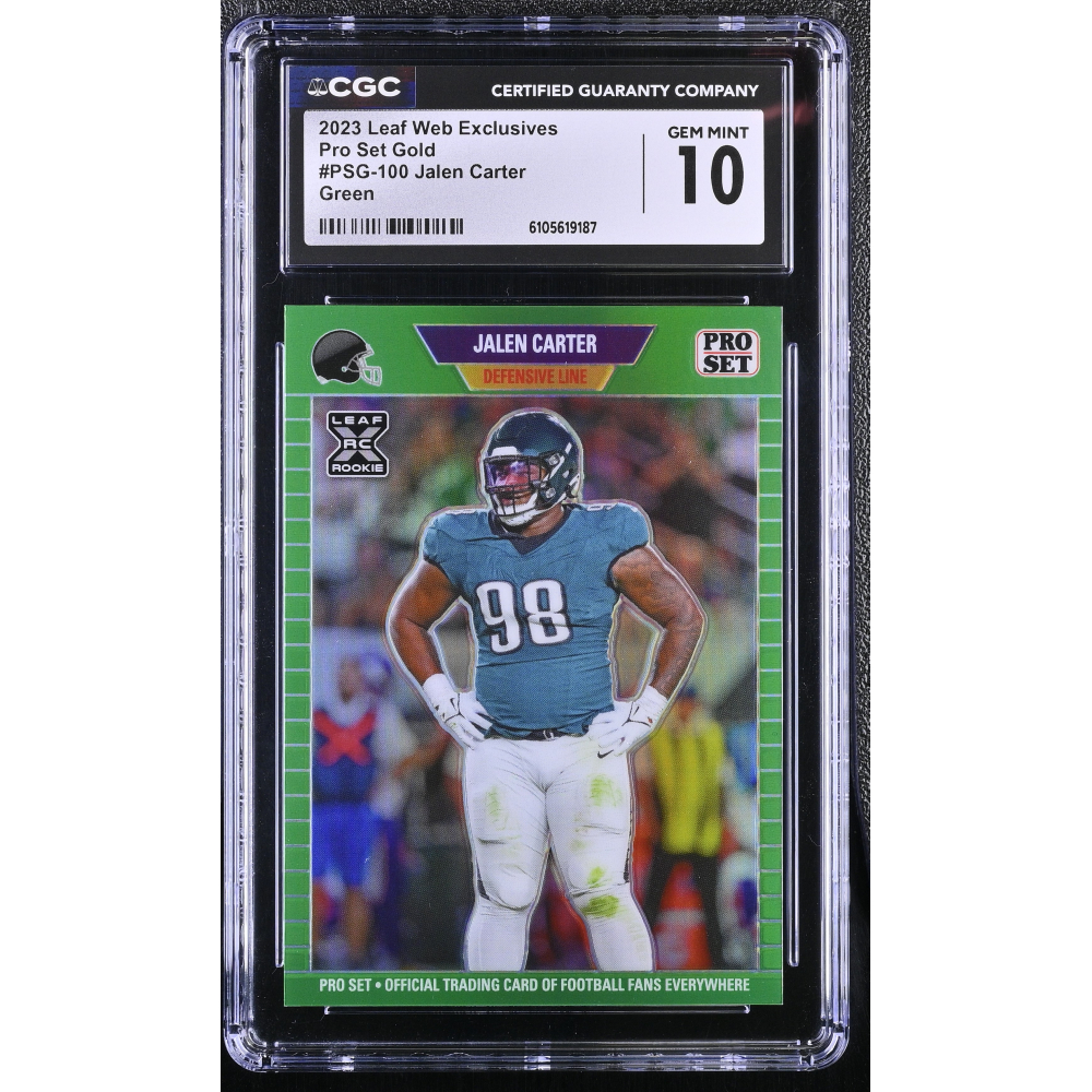 Jalen Carter 2023 Leaf Web Exclusives Pro Set Green #PSG100 RC #3/10 (CGC 10) at PristineAuction.com