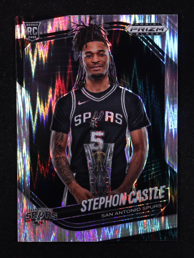 Stephon Castle 2024-25 Panini Prizm Black Prizms Skewed #96 #059/249 RC at PristineAuction.com Stephon Castle 2024-25 Panini Prizm Black Prizms Skewed #96 #059/249 RC at PristineAuction.com