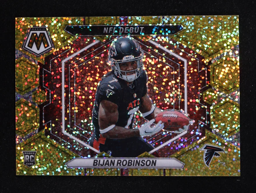 Bijan Robinson 2023 Panini Mosaic NFL Debut Gold Sparkle #9 #01/24 RC at PristineAuction.com Bijan Robinson 2023 Panini Mosaic NFL Debut Gold Sparkle #9 #01/24 RC at PristineAuction.com