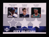 Pedro Martinez / Tom Brady / Paul Pierce 2002-03 UD SuperStars City All-Stars Triple Jersey #PTP #213/250 at PristineAuction.com