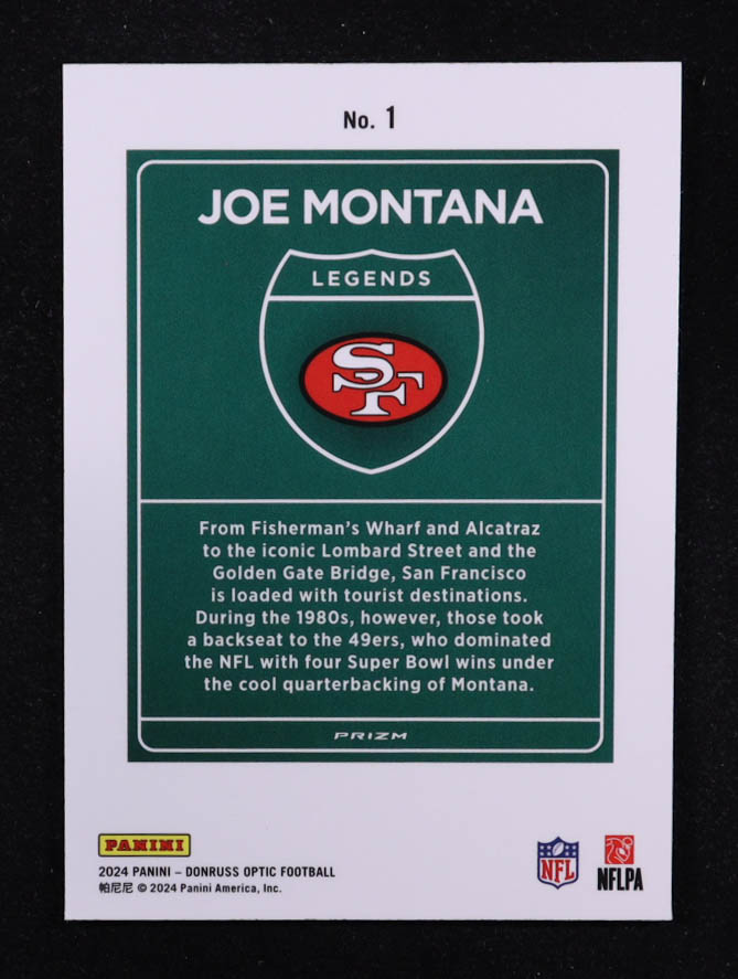 Joe Montana 2024 Donruss Optic Downtown Legends #1 at PristineAuction.com Joe Montana 2024 Donruss Optic Downtown Legends #1 at PristineAuction.com