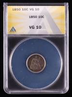 1850 Seated Liberty Silver 10C Dime (ANACS VG10) at PristineAuction.com
