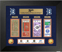 Tigers "4-Time World Series Champions" Custom Framed Ticket Display with (2) Gold Plated Coins at PristineAuction.com