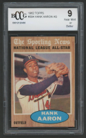 Hank Aaron 1962 Topps #394 All Star (BCCG 9) at PristineAuction.com