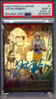 Justin Herbert Signed 2020 Panini Illusions #7 RC (PSA 9 | Autograph Graded 10) at PristineAuction.com