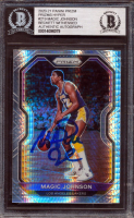 Magic Johnson Signed 2020-21 Panini Prizm Prizms Hyper #219 (BGS) at PristineAuction.com