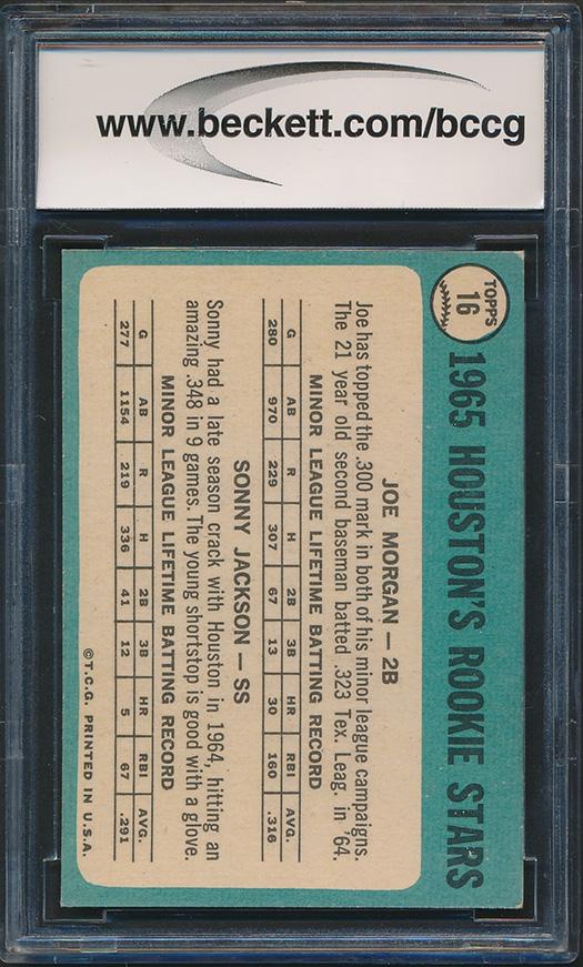 Joe Morgan / Sonny Jackson 1965 Topps #16 RC (BCCG 9) at PristineAuction.com Joe Morgan / Sonny Jackson 1965 Topps #16 RC (BCCG 9) at PristineAuction.com