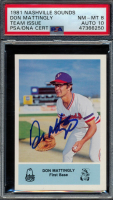 Don Mattingly Signed 1981 Nashville Sounds Team Issue #8 RC (PSA 8 | Autograph Graded 10) at PristineAuction.com