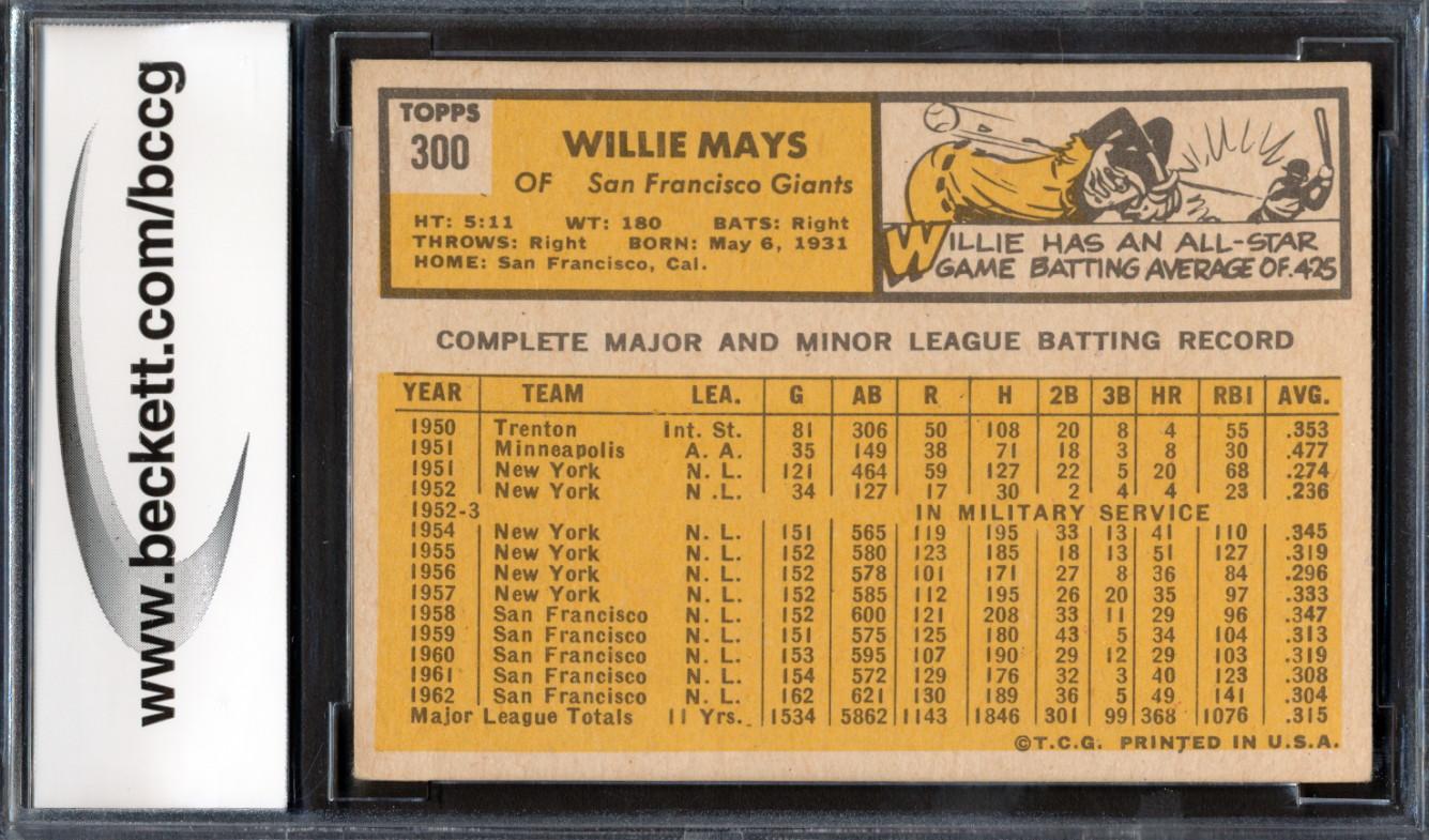 Willie Mays 1963 Topps #300 (BCCG 8) at PristineAuction.com Willie Mays 1963 Topps #300 (BCCG 8) at PristineAuction.com