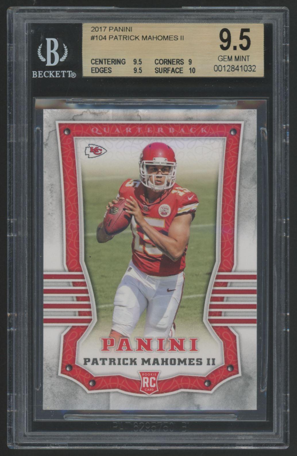 Patrick Mahomes 2017 Panini #104 RC (BGS 9.5) at PristineAuction.com Patrick Mahomes 2017 Panini #104 RC (BGS 9.5) at PristineAuction.com