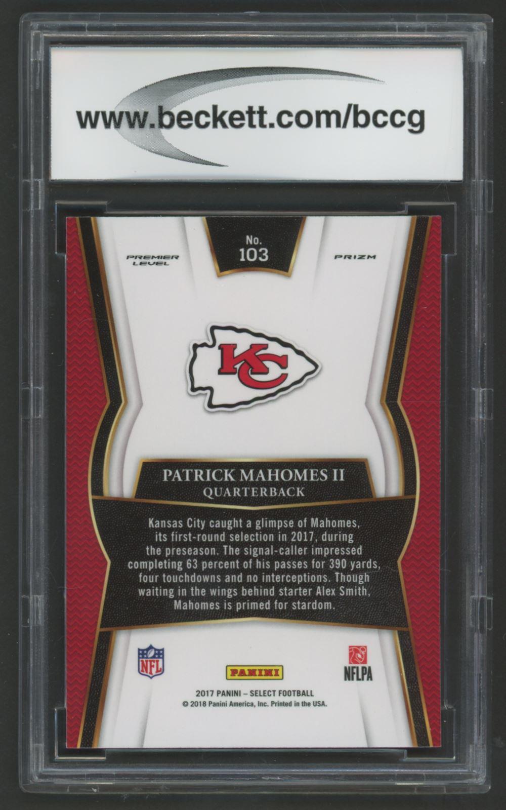Patrick Mahomes II 2017 Select #103 RC (BCCG 10) at PristineAuction.com Patrick Mahomes II 2017 Select #103 RC (BCCG 10) at PristineAuction.com