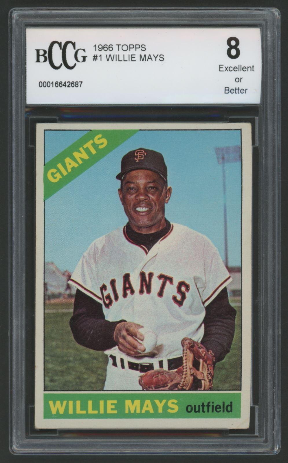 Willie Mays 1966 Topps #1 (BCCG 8) at PristineAuction.com Willie Mays 1966 Topps #1 (BCCG 8) at PristineAuction.com
