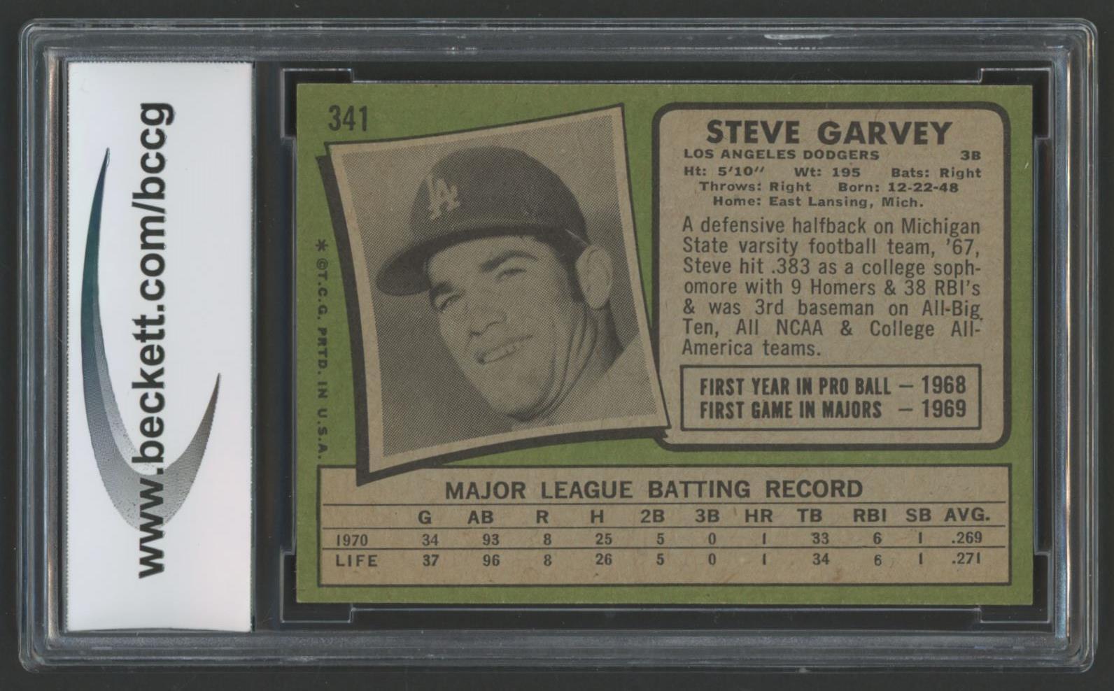 Steve Garvey 1971 Topps #341 RC (BCCG 9) at PristineAuction.com Steve Garvey 1971 Topps #341 RC (BCCG 9) at PristineAuction.com