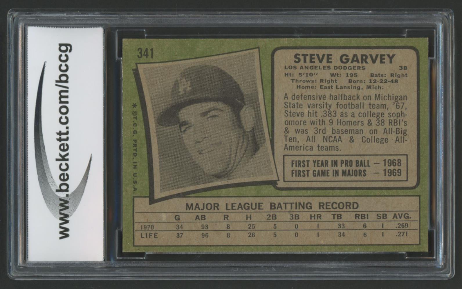 Steve Garvey 1971 Topps #341 RC (BCCG 8) at PristineAuction.com Steve Garvey 1971 Topps #341 RC (BCCG 8) at PristineAuction.com