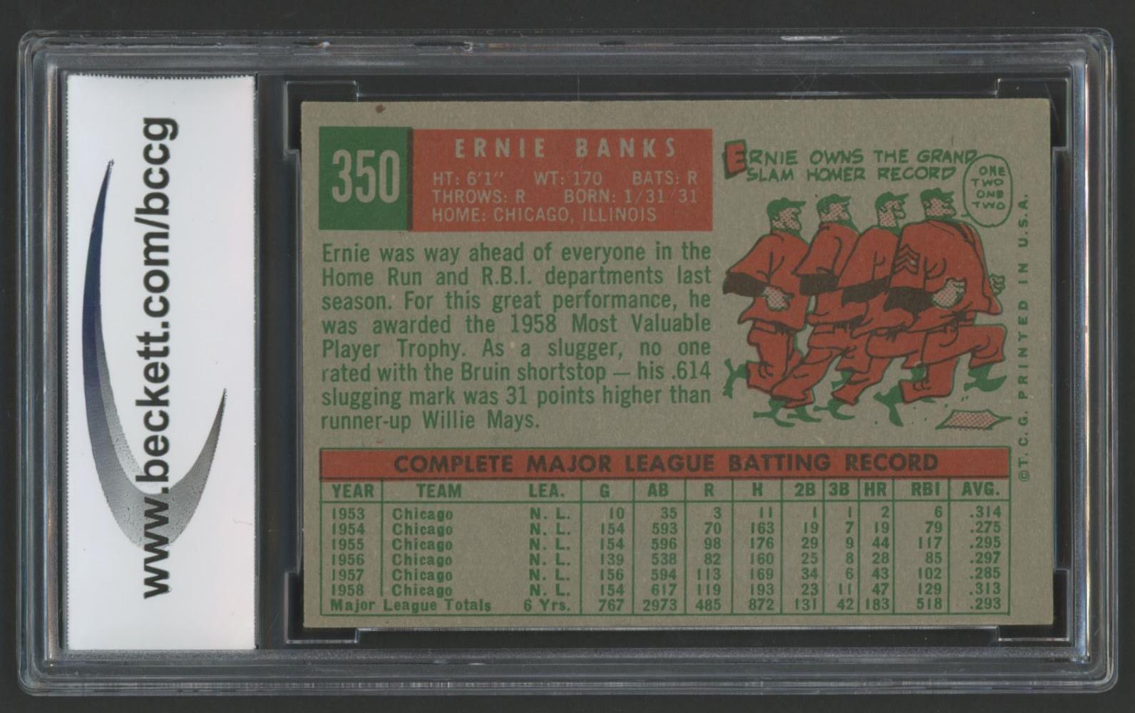 Ernie Banks 1959 Topps #350 (BCCG 9) at PristineAuction.com Ernie Banks 1959 Topps #350 (BCCG 9) at PristineAuction.com