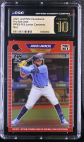 Junior Caminero 2023 Leaf Web Exclusives Pro Set Red #PSG105 RC #70/99 (CGC 10 | Pristine Black Label) at PristineAuction.com