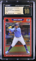 Junior Caminero 2023 Leaf Web Exclusives Pro Set Red #PSG105 RC #36/89 (CGC 10 | Pristine Black Label) at PristineAuction.com
