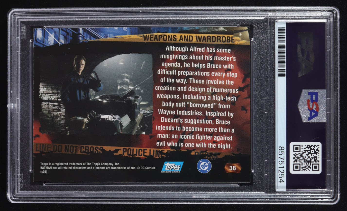 Christian Bale Signed 2005 Topps Batman Begins Weapons And Wardrobe #38 (PSA) at PristineAuction.com Christian Bale Signed 2005 Topps Batman Begins Weapons And Wardrobe #38 (PSA) at PristineAuction.com