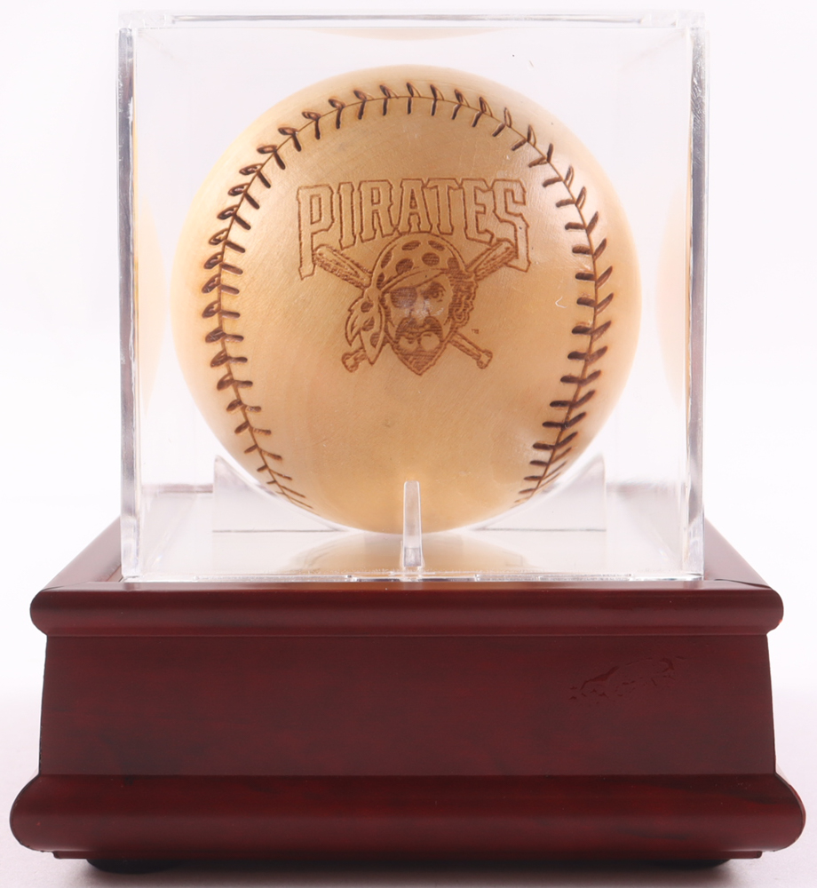 Vintage Pittsburgh Pirates Carved Wooden Baseball with Display Case at PristineAuction.com Vintage Pittsburgh Pirates Carved Wooden Baseball with Display Case at PristineAuction.com