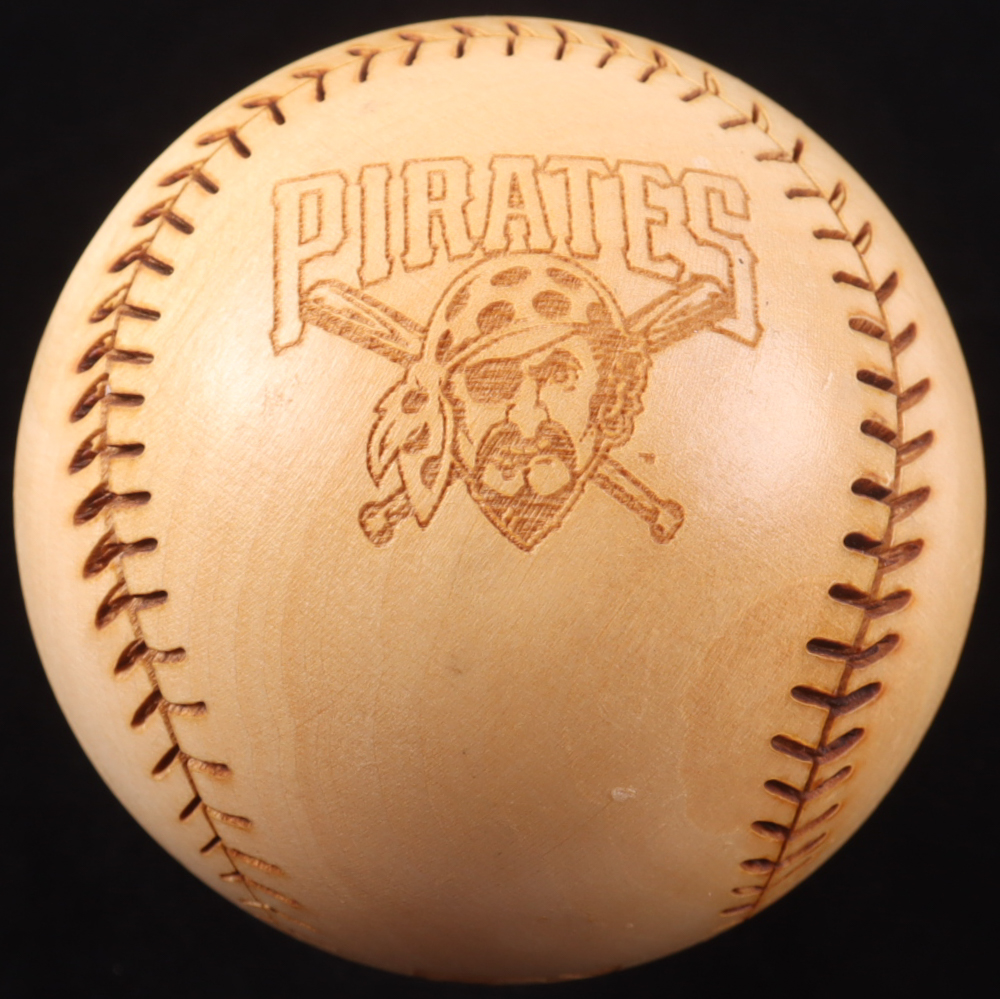 Vintage Pittsburgh Pirates Carved Wooden Baseball with Display Case at PristineAuction.com Vintage Pittsburgh Pirates Carved Wooden Baseball with Display Case at PristineAuction.com