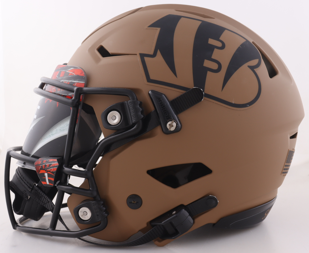 Ja'Marr Chase Signed Bengals Full-Size Authentic On-Field Salute To Service Alternate Speed Helmet With Visor Inscribed "24 Triple Crown" (Beckett) at PristineAuction.com Ja'Marr Chase Signed Bengals Full-Size Authentic On-Field Salute To Service Alternate Speed Helmet With Visor Inscribed "24 Triple Crown" (Beckett) at PristineAuction.com