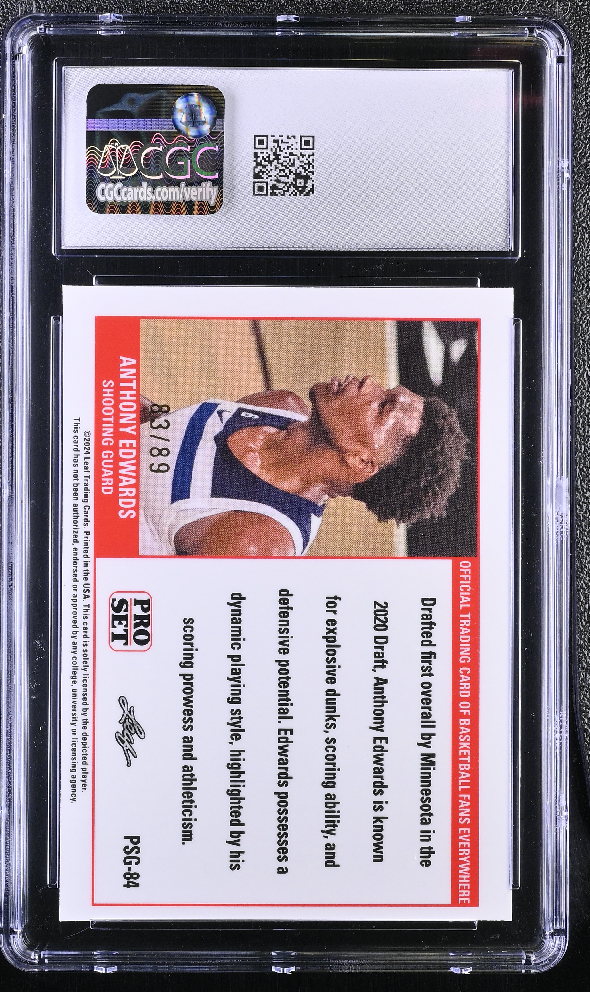 Anthony Edwards 2023 Leaf Web Exclusives Pro Set Red #PSG84 #83/89 (CGC 10) at PristineAuction.com Anthony Edwards 2023 Leaf Web Exclusives Pro Set Red #PSG84 #83/89 (CGC 10) at PristineAuction.com
