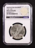 1942 Walking Liberty Silver 50C Half Dollar, Original Bag Fragment (NGC BRILLIANT UNCIRCULATED) at PristineAuction.com