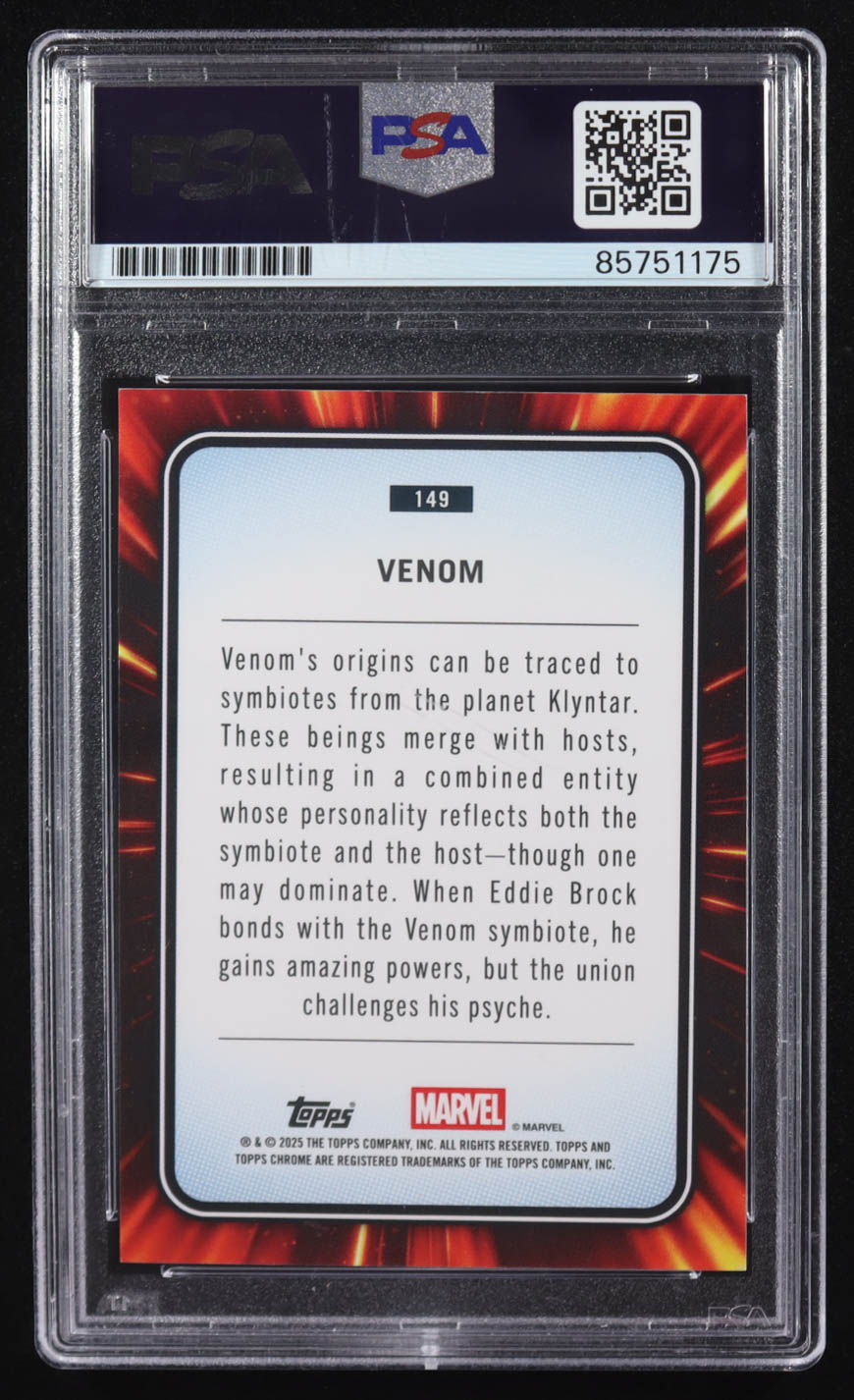 Tom Hardy Signed 2025 Topps Chrome Marvel Venom #149 (PSA) at PristineAuction.com Tom Hardy Signed 2025 Topps Chrome Marvel Venom #149 (PSA) at PristineAuction.com