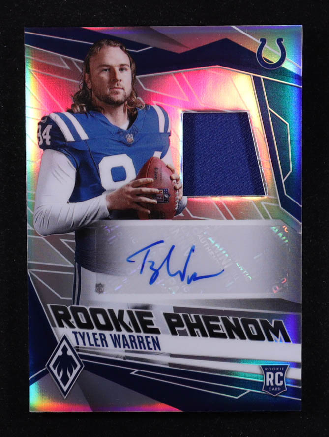 Tyler Warren 2025 Panini Phoenix Rookie Phenoms Jersey Autographs Silver #16 #041/149 RC at PristineAuction.com Tyler Warren 2025 Panini Phoenix Rookie Phenoms Jersey Autographs Silver #16 #041/149 RC at PristineAuction.com